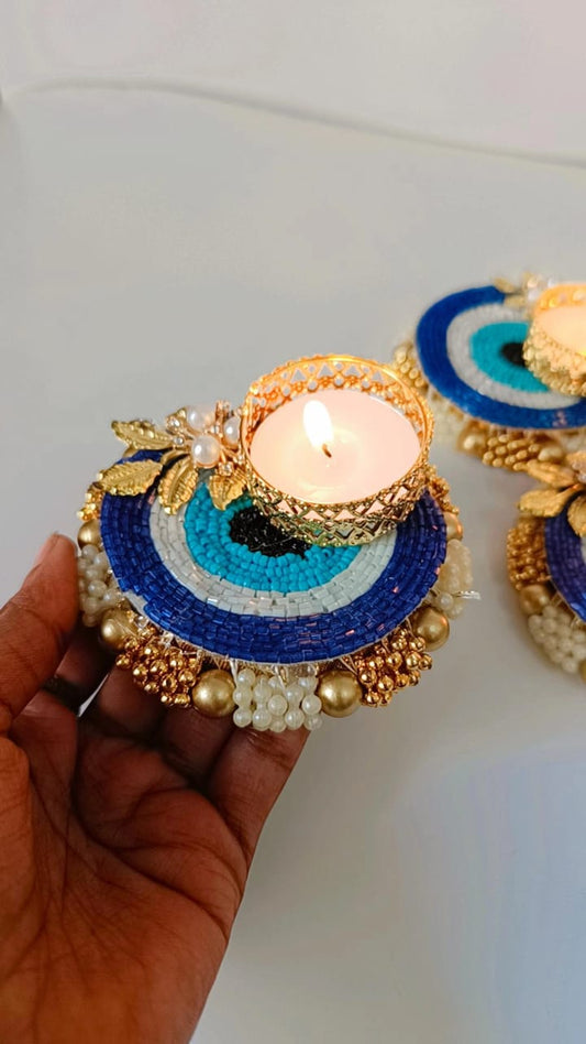 Evil Eye Pearl Diya ✨- Set of 2