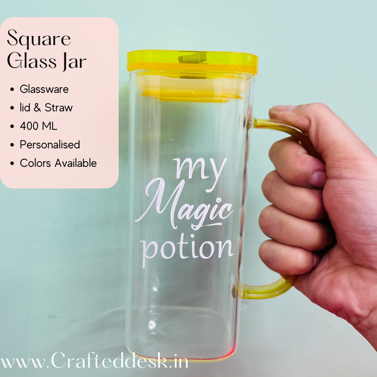 Square personalise Glass Jar