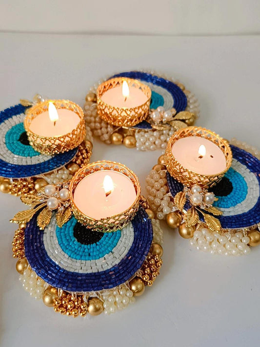 Evil Eye Pearl Diya ✨- Set of 2