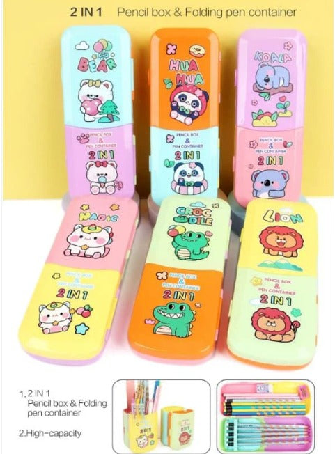 2-in-1 Cute Pencil Box & Standing Pen Holder