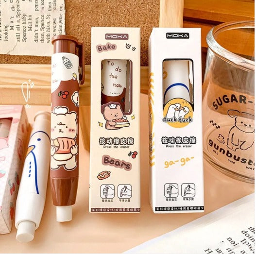 Push Type Cartoon Eraser Sticks