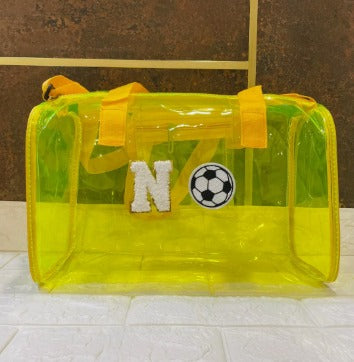 Personalised Initial Cartoon Neon Duffle Bag