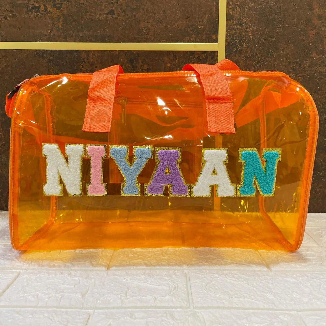 Customised Name Neon Duffle Bags