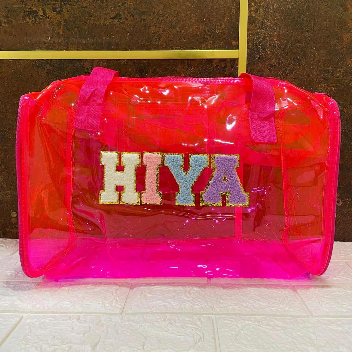 Customised Name Neon Duffle Bags