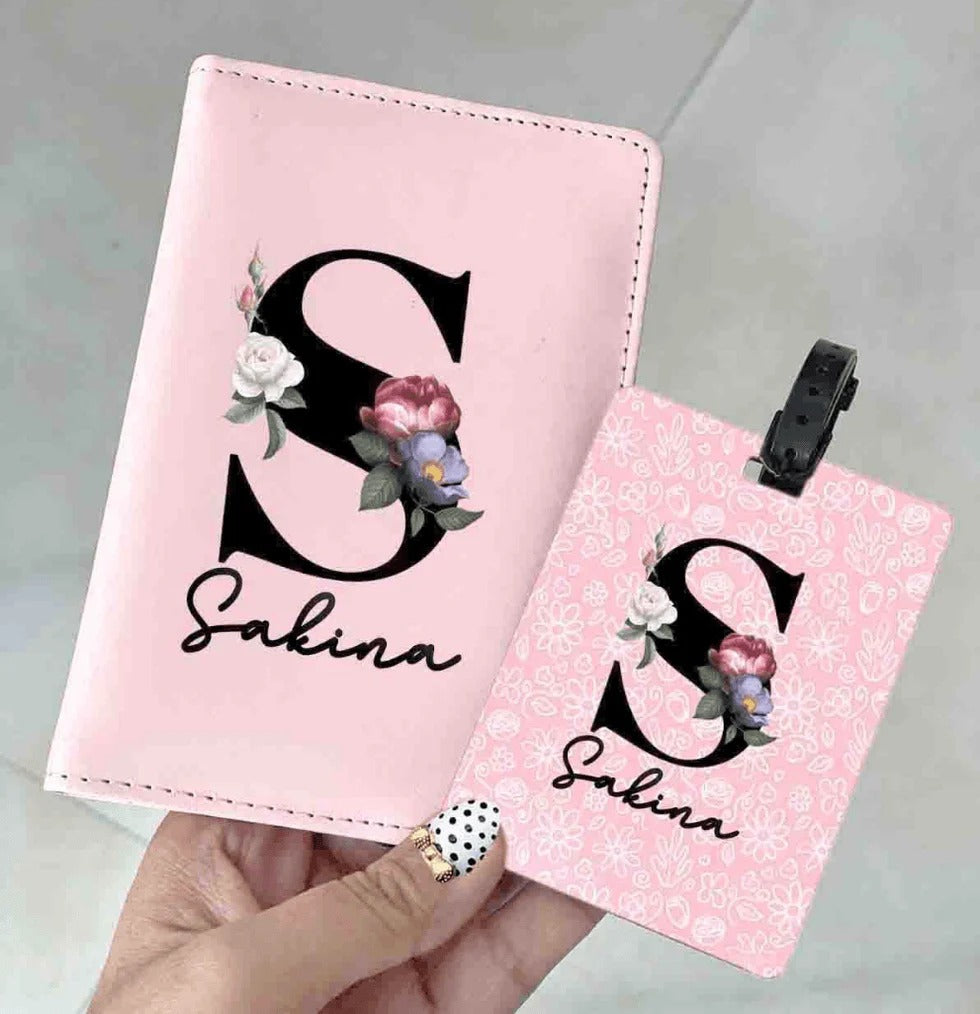 Personalised Passport Cover & Luggage Tag Combo✈️🌸
