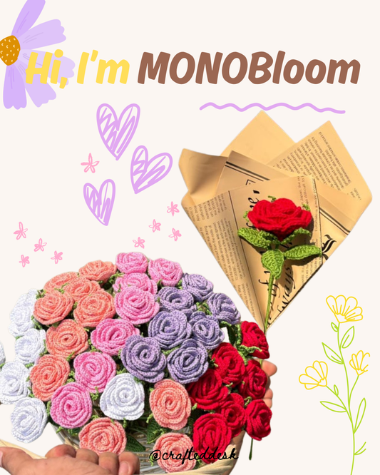 MonoBloom - One flower crochet bouquet
