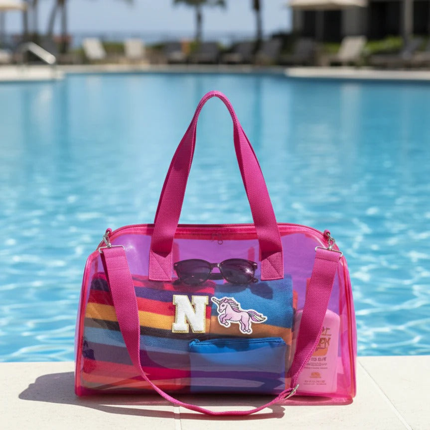 Personalised Initial Cartoon Neon Duffle Bag